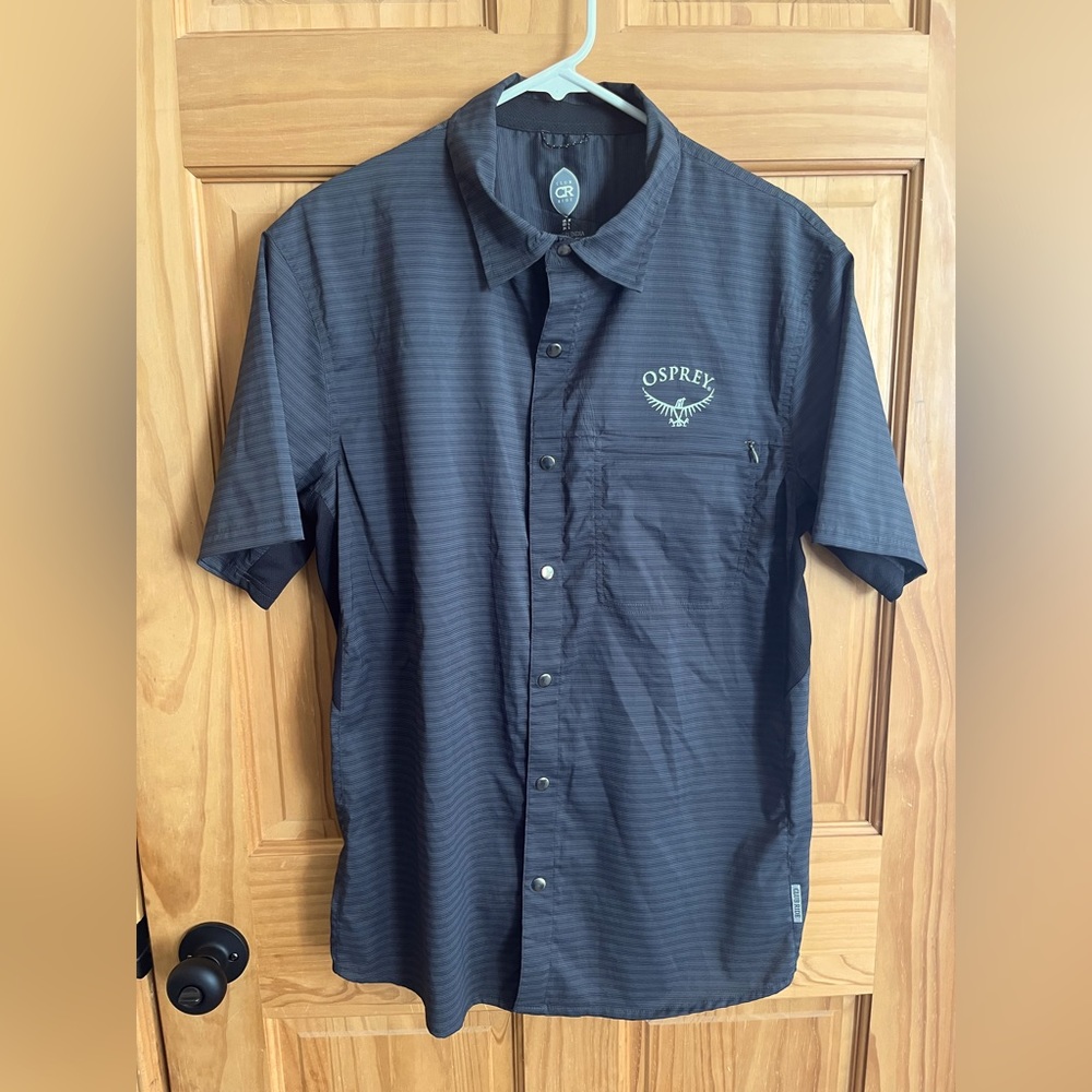 Club Ride bike shirt, Osprey co-branded. Charcoal grey and black.